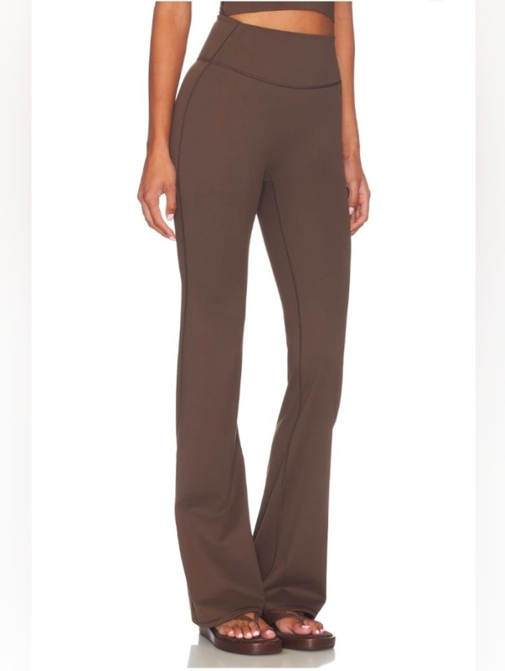 NIKE-SKIMS High-Rise Flared Knit Pants - Brown - Picture 3 of 4